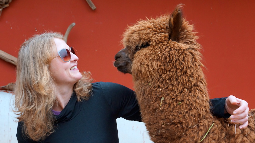 Posing with a Llama