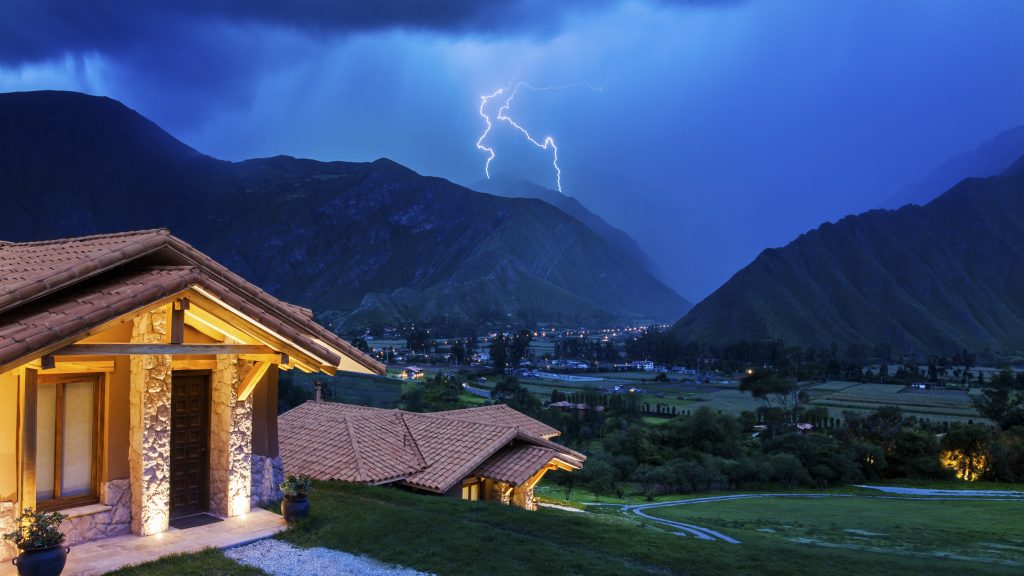 An evening at Inkaterra Hacienda Urubamba can be filled with stunning views of the imposing green mountains of the Sacred Valley of the Incas.