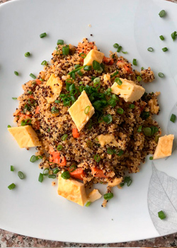 Quinoa chaufa with cecina