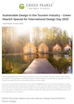 SUSTAINABLE DESIGN IN THE TOURISM INDUSTRY – GREEN PEARLS® SPECIAL FOR INTERNATIONAL DESIGN DAY 2023 – 2023.04