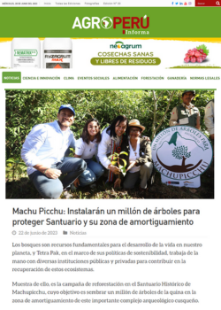 AGROPERU – MACHU PICCHU: INSTALARÁN UN MILLÓN DE ÁRBOLES PARA PROTEGER SANTUARIO Y SU ZONA DE AMORTIGUAMIENTO – 06.23