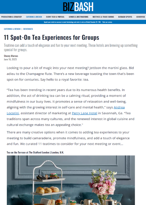 11 SPOT ON TEA EXPERIENCES FOR GROUPS – BIZBASH – 06.23