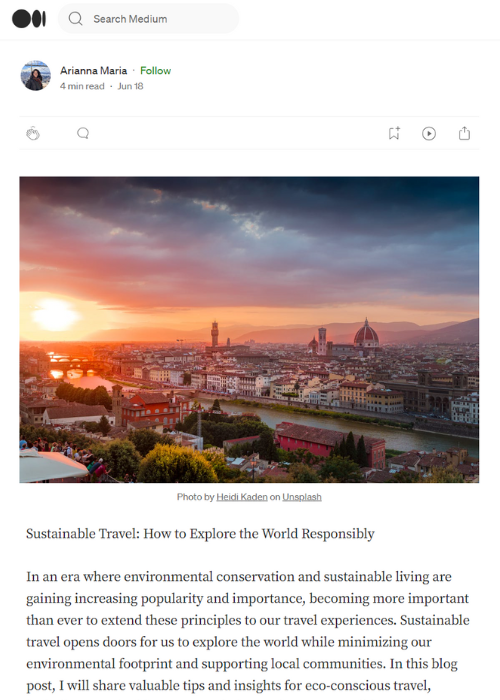 SUSTAINABLE TRAVEL: HOW TO EXPLORE THE WORLD RESPONSIBLY – MEDIUM.COM – 06.23