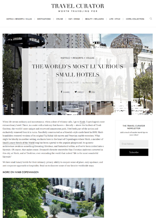 THE WORLD’S MOST LUXURIOUS SMALL HOTELS – TRAVEL CURATOR – 06.23