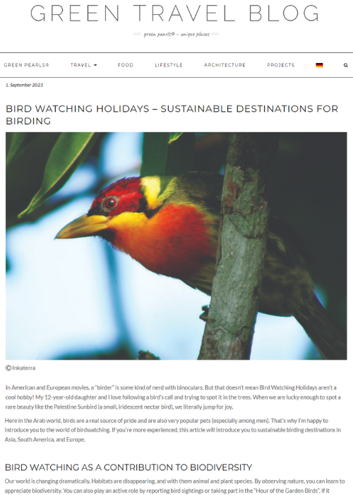 BIRD WATCHING HOLIDAYS – SUSTAINABLE DESTINATIONS FOR BIRDING – GREEN TRAVEL BLOG – 09.23