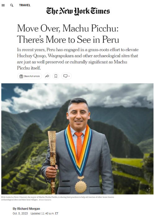 MOVE OVER, MACHU PICCHU: THERE’S MORE TO SEE IN PERU – THE NEW YORK TIMES  – 10.23