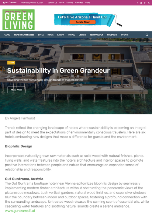 SUSTAINABILITY IN GREEN GRANDEUR – GREEN LIVING MAG – 10.23