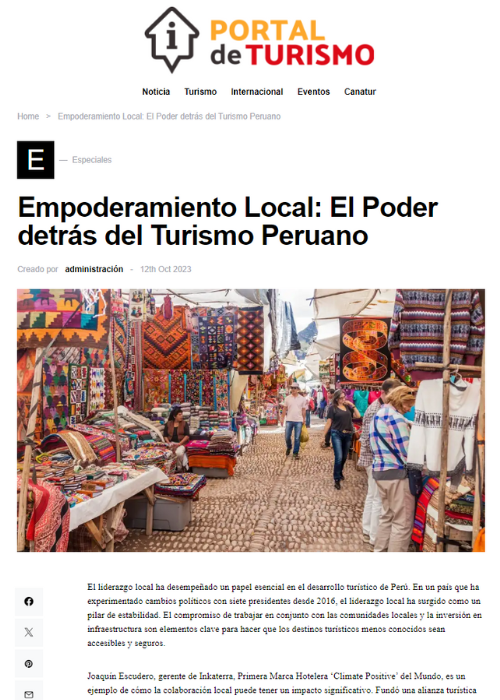 EMPODERAMIENTO LOCAL: EL PODER DETRÁS DEL TURISMO PERUANO – PERU21 – 10.23