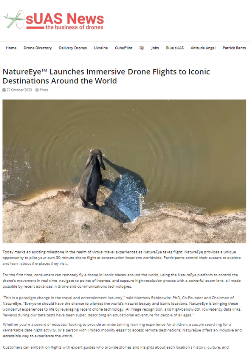 NatureEye™ Launches Immersive Drone Flights to Iconic Destinations Around the World – SUAS NEWS – 10.23