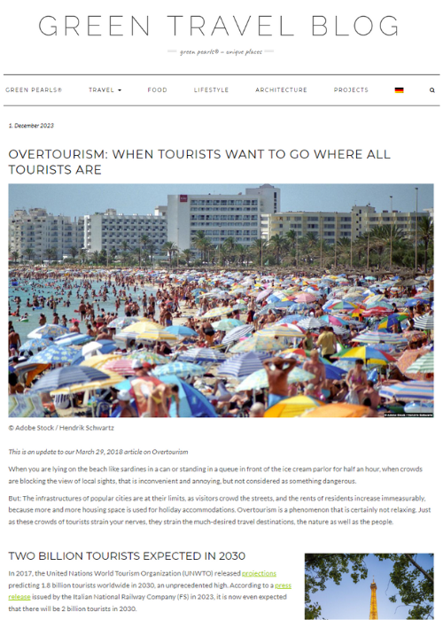 OVERTOURISM: WHEN TOURISTS WANT TO GO WHERE ALL TOURISTS ARE – GREEN TRAVEL BLOG – 12.23