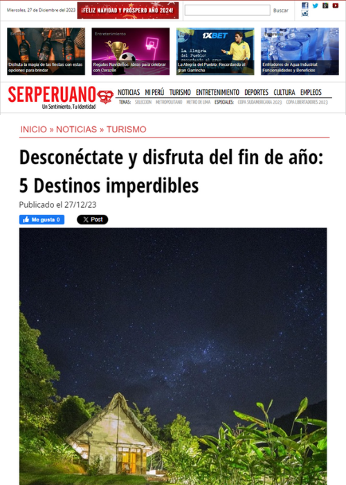 DESCONÉCTATE Y DISFRUTA DEL FIN DE AÑO: 5 DESTINOS IMPERDIBLES – SERPERUANO.COM – 12.23