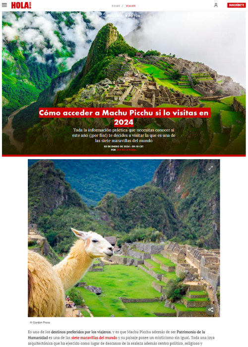 CÓMO ACCEDER A MACHU PICCHU SI LO VISITAS EN 2024 – HOLA.COM – 01.24