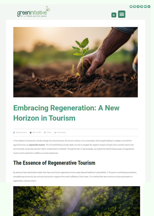 EMBRACING REGENERATION: A NEW HORIZON IN TOURISM – GREEN INITIATIVE BLOG – 04.24