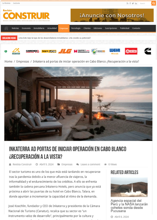 INKATERRA AD PORTAS DE INICIAR OPERACIÓN EN CABO BLANCO ¿RECUPERACIÓN A LA VISTA? – REVISTA CONSTRUIR – 04.24