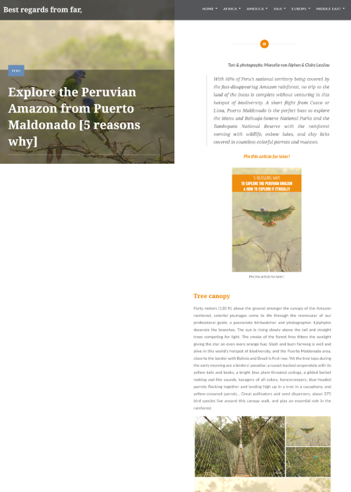 EXPLORE THE PERUVIAN AMAZON FROM PUERTO MALDONADO [5 REASONS WHY] – BEST REGARDS FROM FAR – 10.24