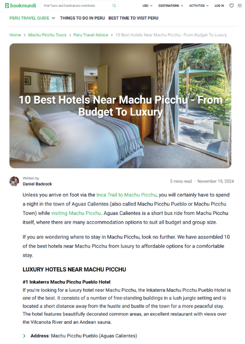 10 BEST HOTELS NEAR MACHU PICCHU – FROM BUDGET TO LUXURY – BOOKMUNDI – BLOG – 11.24