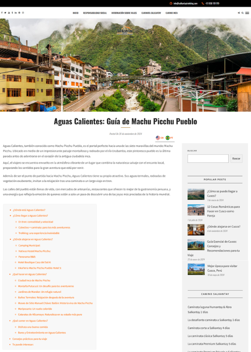 AGUAS CALIENTES: GUÍA DE MACHU PICCHU PUEBLO – CAMINO SALKANTAY – 11.24