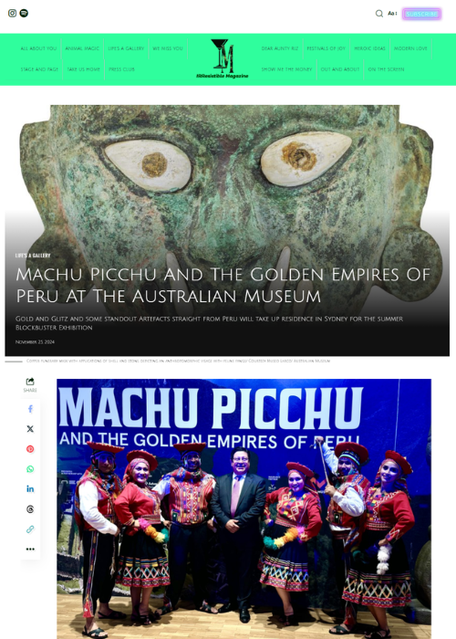 MACHU PICCHU AND THE GOLDEN EMPIRES OF PERU AT THE AUSTRALIAN MUSEUM – IRRESISTIBLE MAGAZINE – 11.24