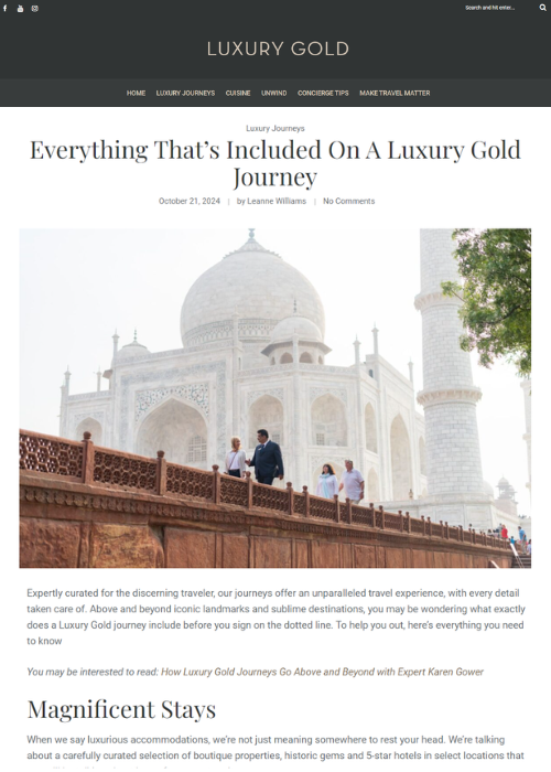 EVERYTHING THAT’S INCLUDED ON A LUXURY GOLD JOURNEY – LUXURY GOLD VACATIONS – 10.24