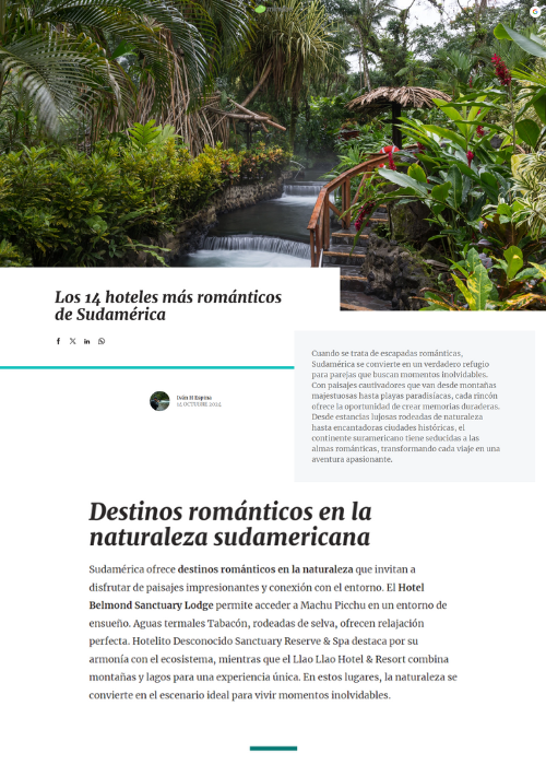 LOS 14 HOTELES MÁS ROMÁNTICOS DE SUDAMÉRICA – MI NUBE – 10.24