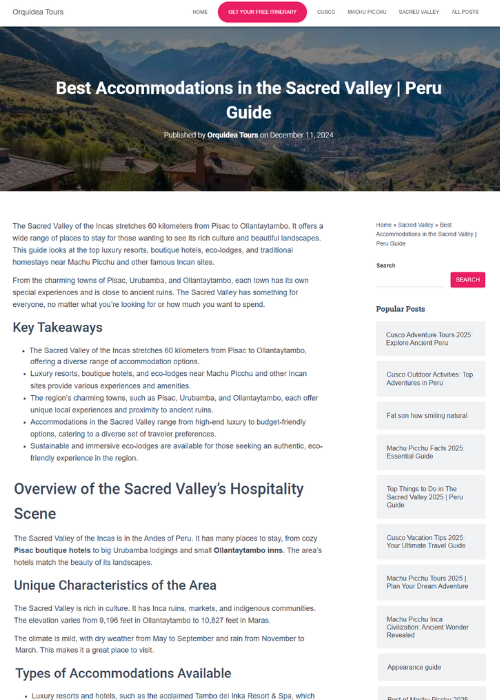 BEST ACCOMMODATIONS IN THE SACRED VALLEY