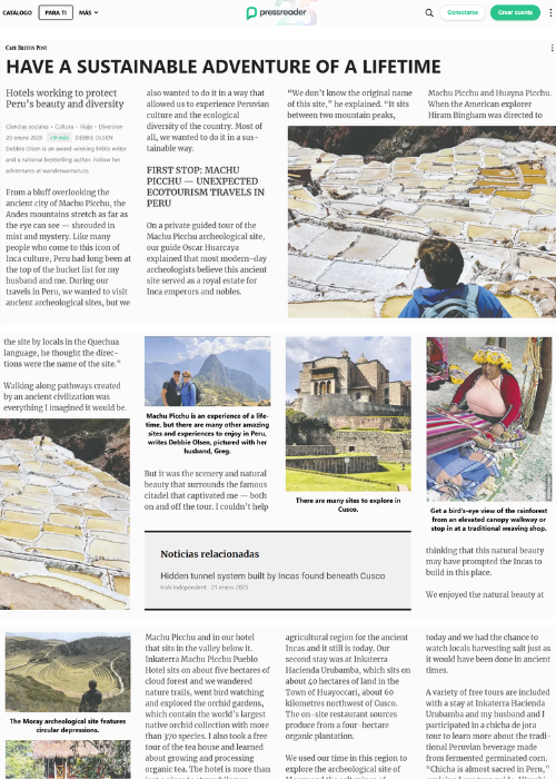 HAVE A SUTAINABLE ADVENTURE OF A LIFETIME – PRESS READER – CAPE BRETON POST (CA) by Debbie Olsen – 01.25
