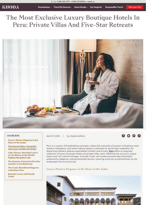 THE MOST EXCLUSIVE LUXURY BOUTIQUE HOTELS IN PERU: PRIVATE VILLAS AND FIVE