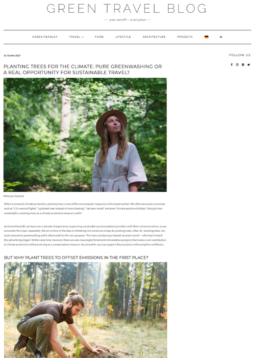 PLANTING TREES FOR THE CLIMATE: PUREGREENWASHING OR A REAL OPPORTUNITY FORSUSTAINABLE TRAVEL? – GREEN TRAVEL BLOG – 10.25