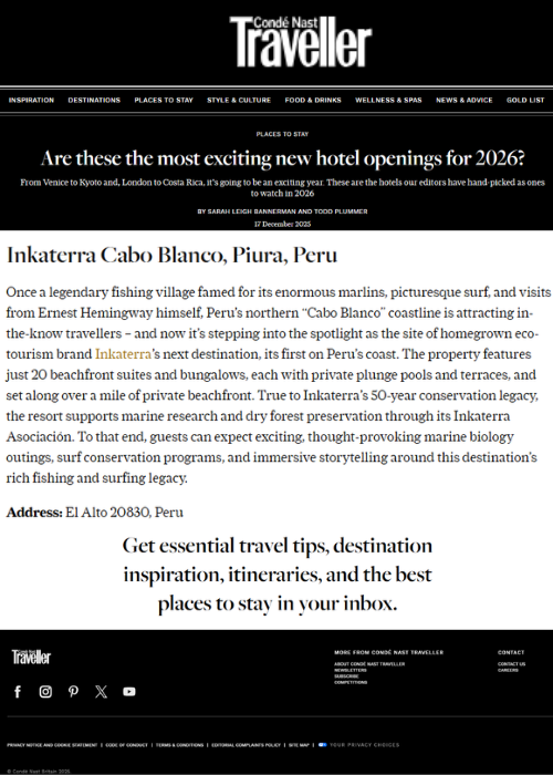 The most exciting new hotel openings for 2026 – CONDE NAST Traveller – DEC.25