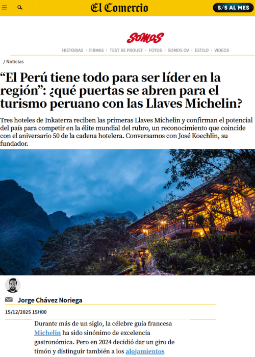 “El Perú tiene todo para ser líder en la región” – SOMOS _EL COMERCIO PERÚ – DEC.25