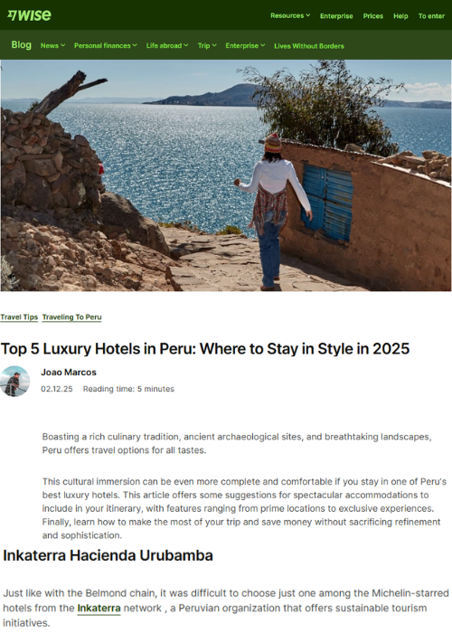 Hotéis de Luxo no Peru_ Nosso Top 5 para uma Estadia Inesquecível – Wise – DEC.25