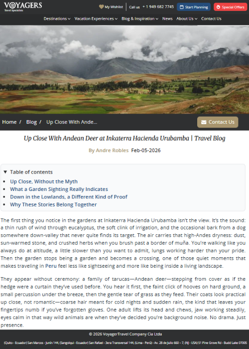 Up Close With Andean Deer at Inkaterra Hacienda Urubamba