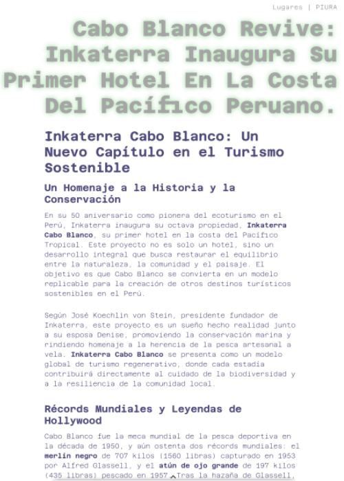 ABR 26 – Cabo Blanco revive Inkaterra inaugura su primer hotel en la costa del Pacífico peruano – Descubraperu