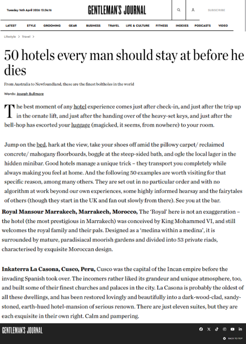ABR 26 – The 50 best hotels in the world – The Gentleman’s Journal