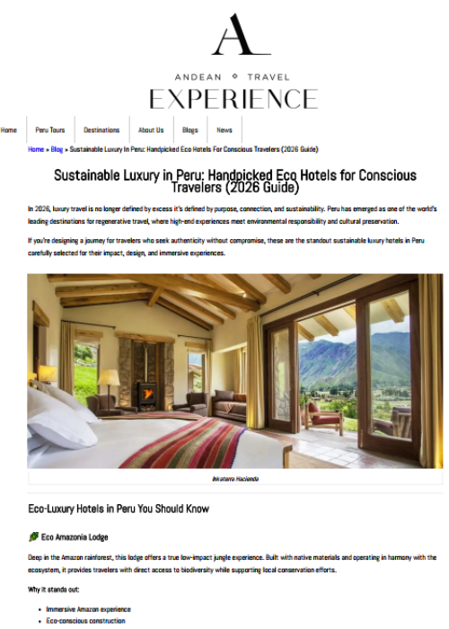 APRIL 26 – Sustainable Luxury in Peru_ Handpicked Eco Hotels for Conscious Travelers (2026 Guide) – ANDEAN TRAVEL EXPERIENCE