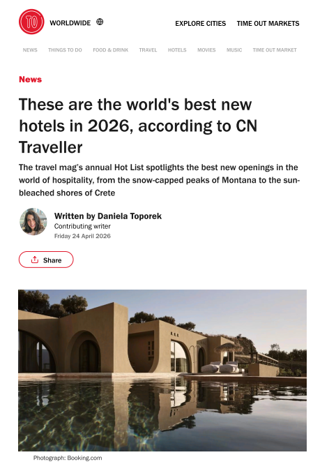 ABR 26 – These Are the World’s Best New Hotels in 2026, According to CN Traveller – TIMEOUT