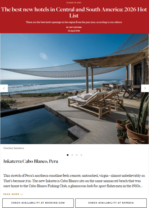 ABR 26 – The best new hotels in Central and South America 2026 Hot List – CN Traveller