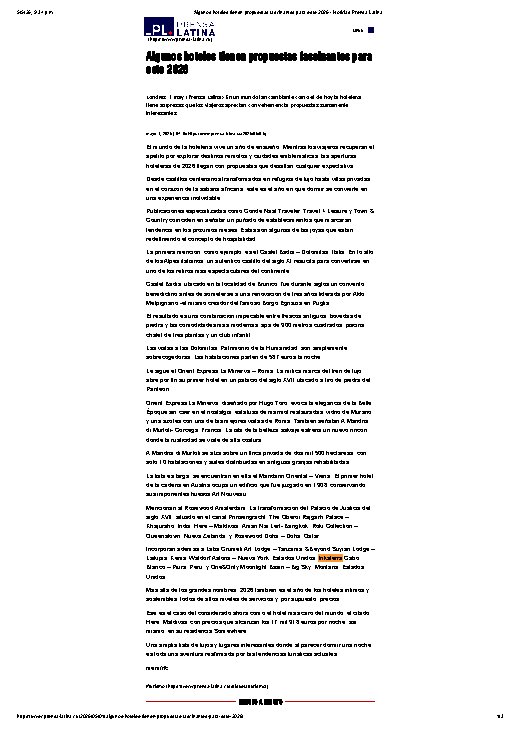 ALGUNOS HOTELES TIENEN PROPUESTAS FASCINANTES PARA ESTE 2026