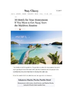 10 HOTELS FOR YOUR HONEYMOON IF YOU WANT TO GET AWAY FROM THE MALDIVES ROUTINE