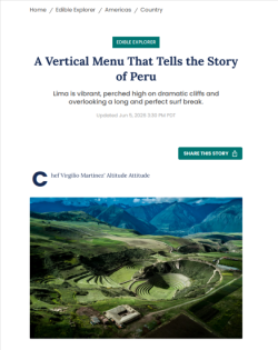A VERTICAL MENU THAT TELLS THE STORY OF PERU