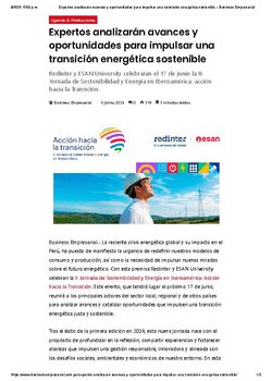 EXPERTOS ANALIZARÁN AVANCES Y OPORTUNIDADES PARA IMPULSAR UNA TRANSICIÓN ENERGÉTICA SOSTENIBLE