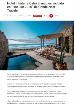 HOTEL INKATERRA CABO BLANCO ES INCLUIDO EN “HOT LIST 2026” DE CONDÉ NAST TRAVELER