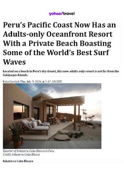 PERU’S PACIFIC COAST NOW HAS AN ADULTS