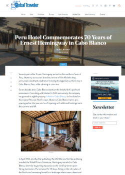 PERU HOTEL COMMEMORATES 70 YEARS OF ERNEST HEMINGWAY IN CABO